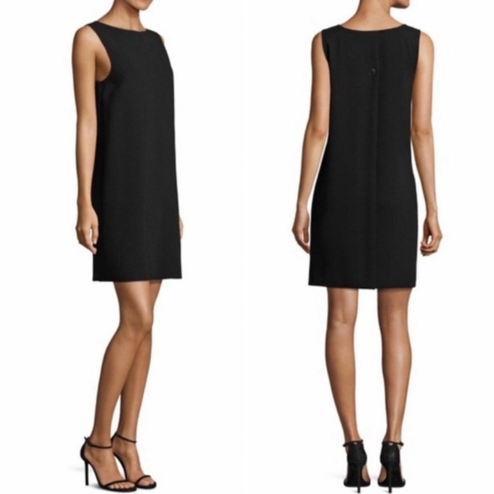 EUC THEORY Narlica Admiral Crepe Button Back Shift Dress In Black Size 6